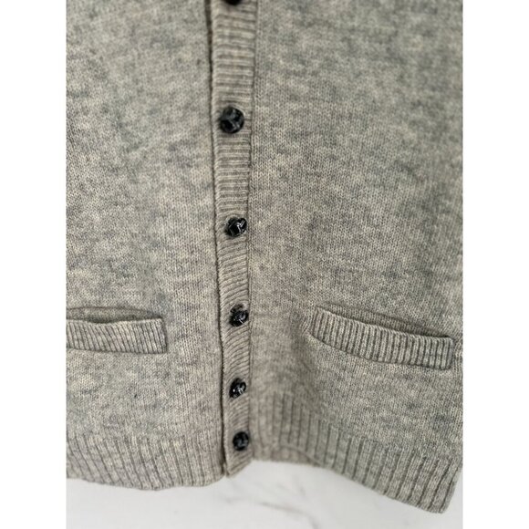 Bloomingdales Sutton Sweaters Shetland Wool Vest Gray Wool Leather Buttons - Picture 3 of 9
